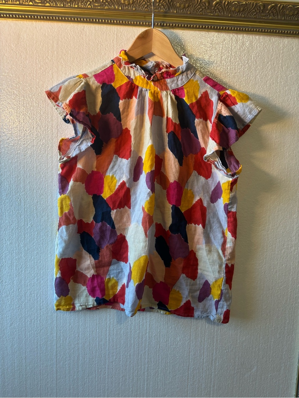 THML Multicolor Floral Ruffle Neck Dress - Yellow, Pink, Purple-Small